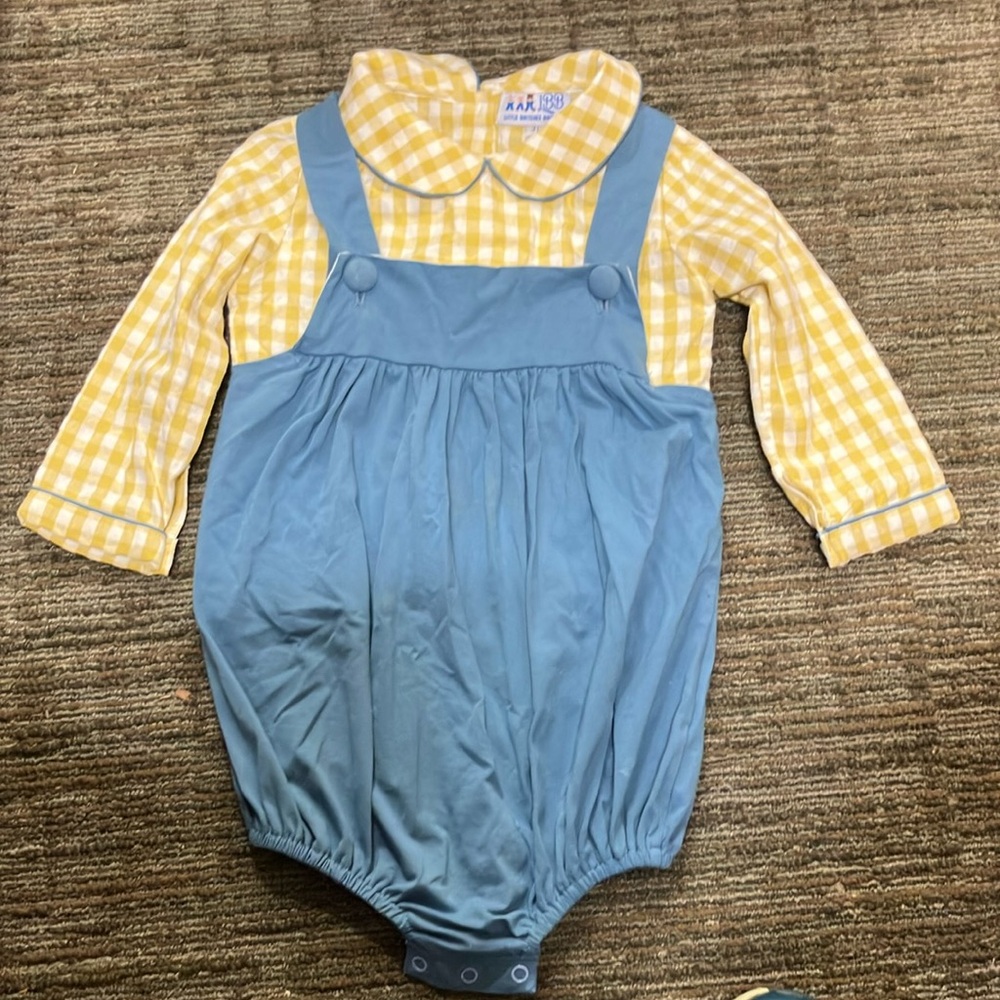 Yellow and Blue Boys Romper Matching Set